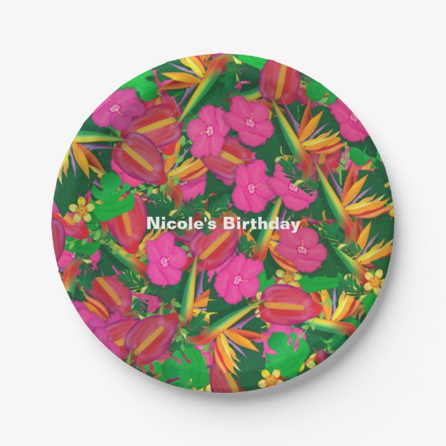 Tropical Garden Floral Tropical Party Plates (Front)