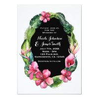 Tropical Garden Flowers & Leaves Invitations