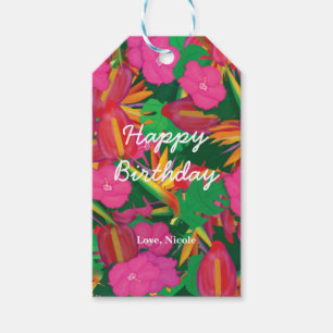 Tropical Garden Flowers & Leaves Party Colorful Gift Tags