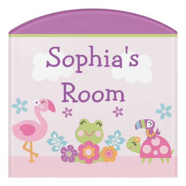 Tropical Garden Frog Kid's Nursery Door Sign (Contour Front)