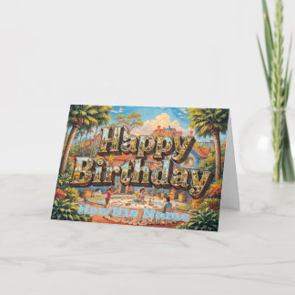 Tropical Garden Happy Birthday  Card