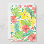 Tropical garden, hibiscus plumeria and palm leaves (Front)