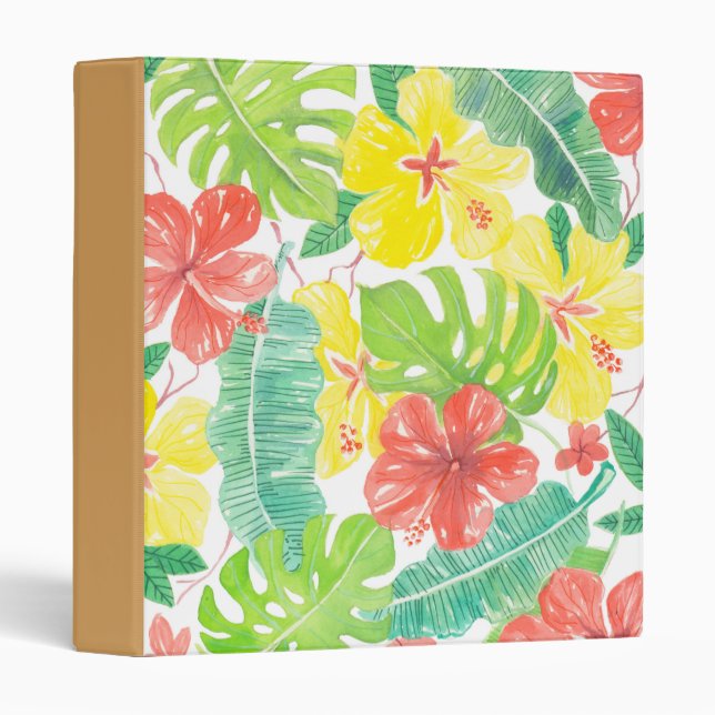 Tropical garden, hibiscus plumeria and palm leaves binder (Front/Spine)