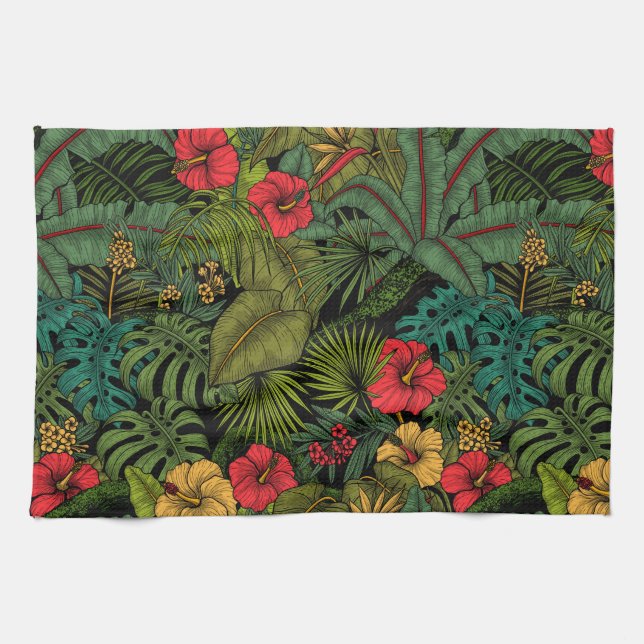 Tropical garden kitchen towel (Horizontal)