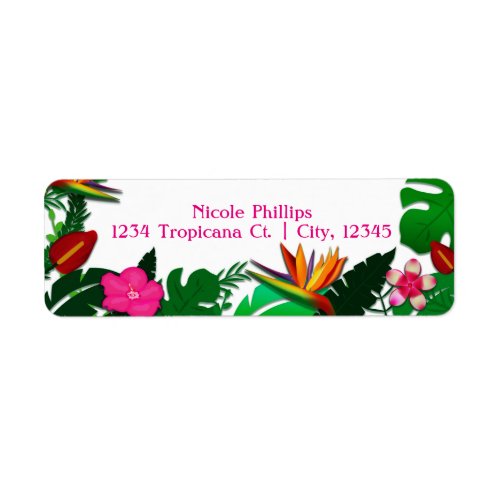 Tropical Garden Leaves  Flowers Address Labels