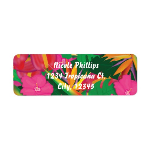 Tropical Garden Leaves  Flowers Address Labels