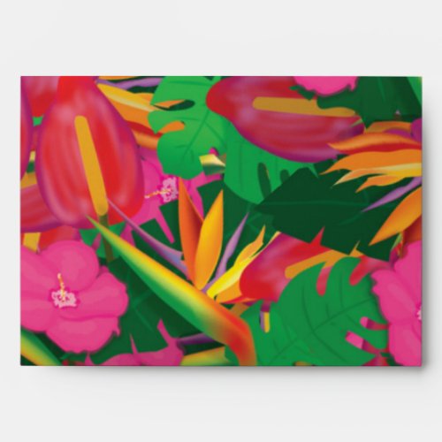 Tropical Garden Leaves  Flowers Card Envelopes