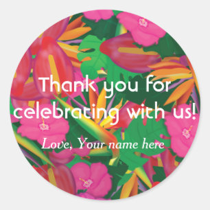 Tropical Garden Leaves & Flowers Favor Stickers