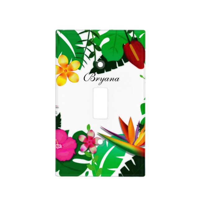 Tropical Garden Leaves Flowers Light Switch Cover (Front)