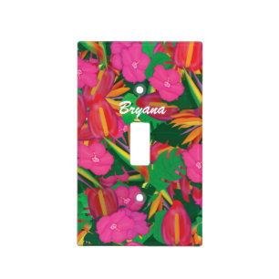 Tropical Garden Leaves Flowers Light Switch Cover