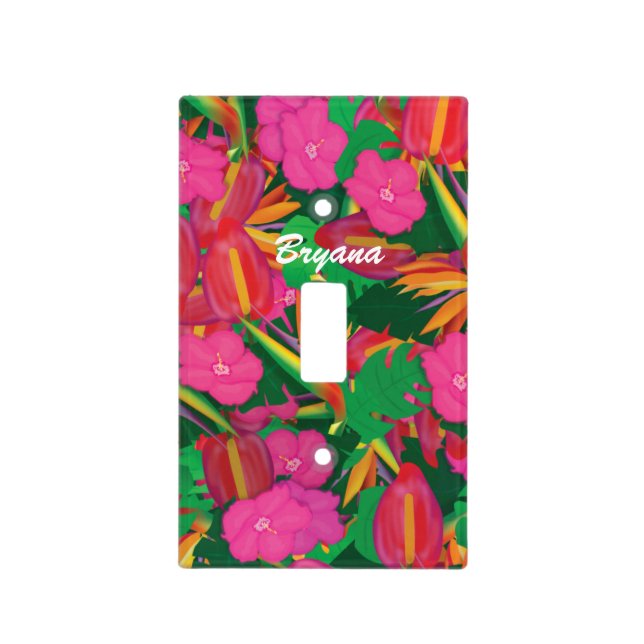 Tropical Garden Leaves Flowers Light Switch Cover (Front)