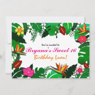 Tropical Garden Leaves & Flowers Party Invitations