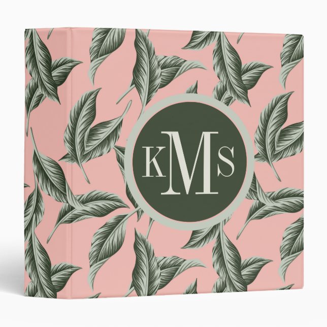 Tropical Garden Leaves Pattern 3 Ring Binder (Front/Spine)