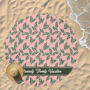 Tropical Garden Leaves Pattern Beach Towel