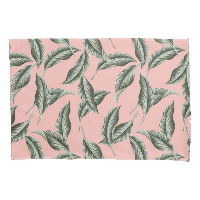 Tropical Garden Leaves Pattern Pillow Case (Front)