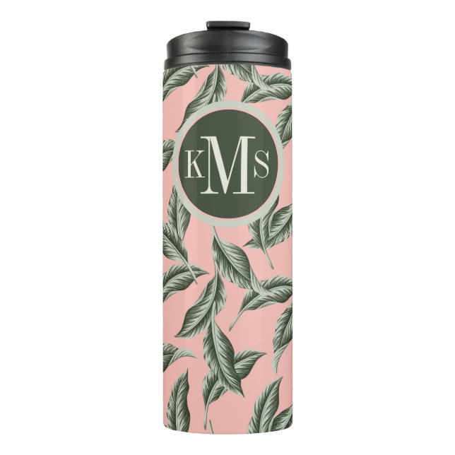 Tropical Garden Leaves Pattern Thermal Tumbler (Front)