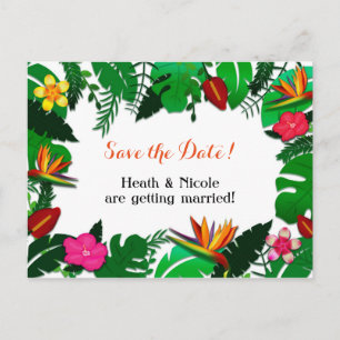 Tropical Garden Leaves Save the Date Postcard