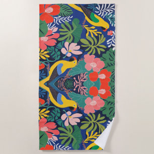 Tropical Garden Modern Expressionism Artwork Beach Towel