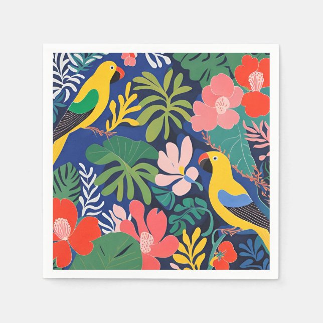 Tropical Garden Modern Expressionism Artwork Napkins (Front)