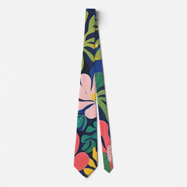 Tropical Garden Modern Expressionism Artwork Neck Tie (Front)