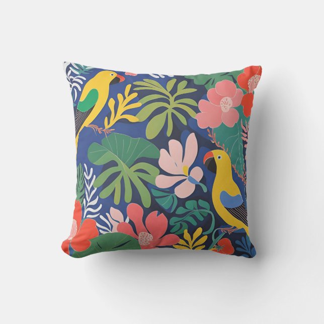 Tropical Garden Modern Expressionism Artwork Outdoor Pillow (Front)