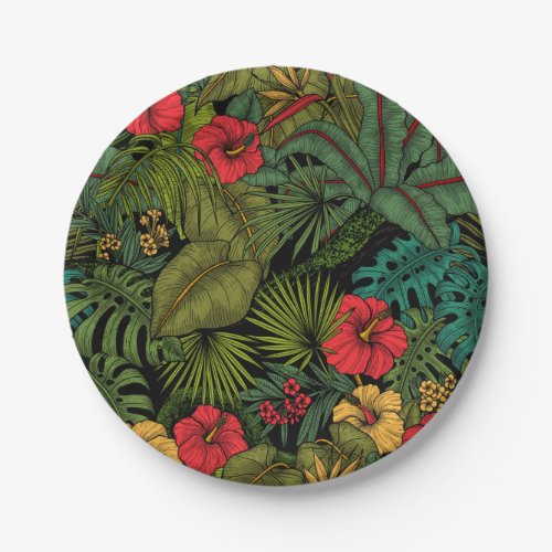 Tropical garden paper plates