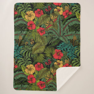 Tropical garden sherpa blanket