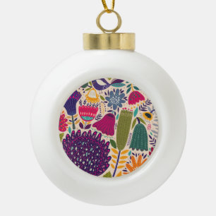 Tropical garden: spring pattern collection. ceramic ball christmas ornament