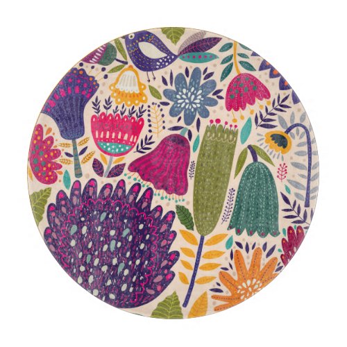 Tropical garden spring pattern collection cutting board