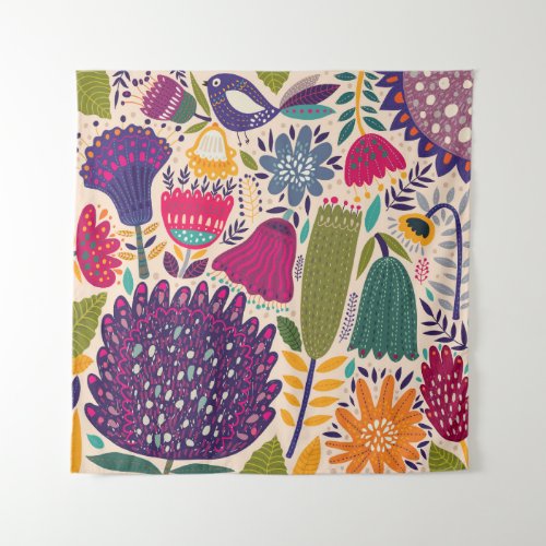 Tropical garden spring pattern collection tapestry
