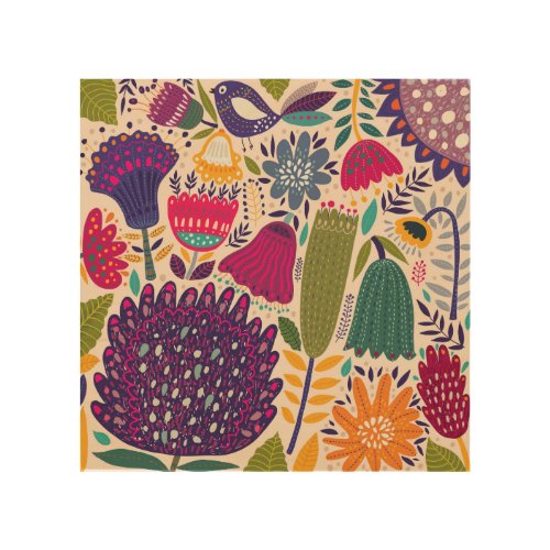 Tropical garden spring pattern collection wood wall art