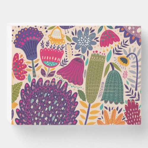 Tropical garden spring pattern collection wooden box sign