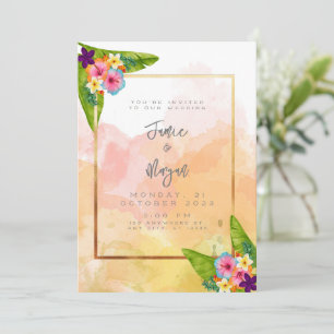 Tropical Garden Sunrise Wedding Invitation