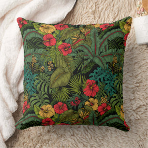 Tropical garden throw pillow