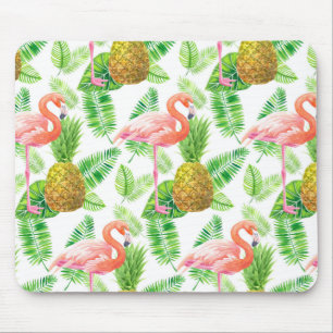 Tropical garden watercolor pattern mouse pad