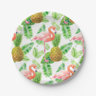 Tropical garden watercolor pattern paper plates