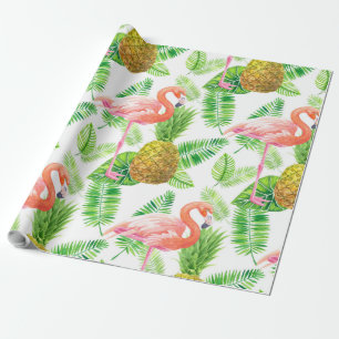 Tropical garden watercolor pattern wrapping paper