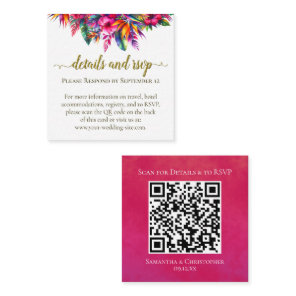 Tropical Garden Wedding Details & RSVP QR Code Enclosure Card