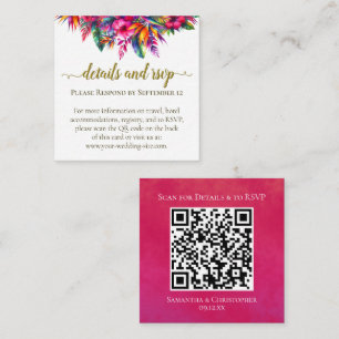 Tropical Garden Wedding Details & RSVP QR Code Enclosure Card