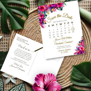 Tropical Garden Wedding Save the Date Calendar Announcement Postcard
