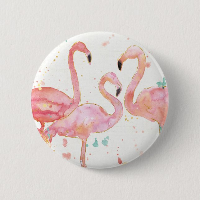 Tropical | Gathering of Flamingos Button (Front)