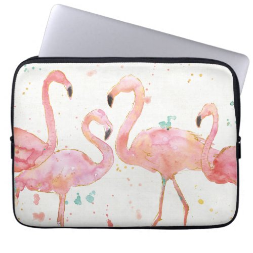 Tropical  Gathering of Flamingos Laptop Sleeve
