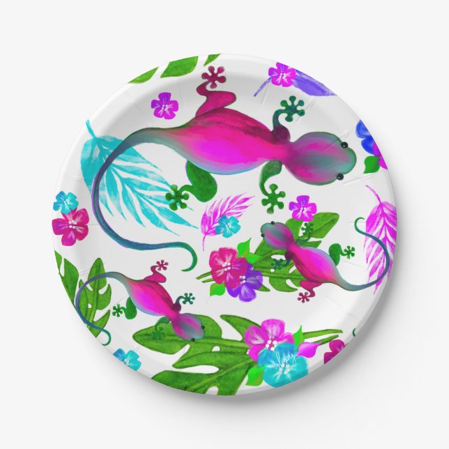 Tropical Geckos Paper Plates (Front)