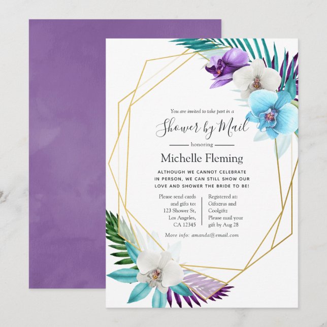 Tropical Geometric Bridal or Baby Shower by Mail Invitation (Front/Back)