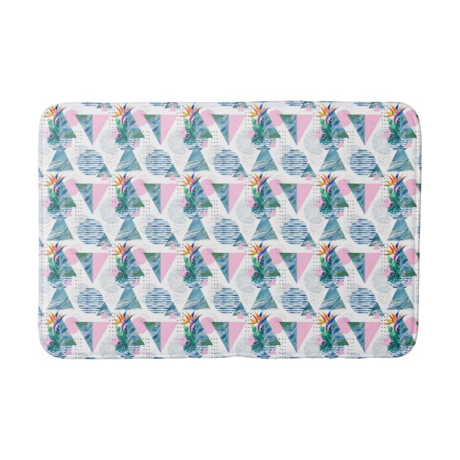 Tropical Geometric Pattern Bathroom Mat (Front)