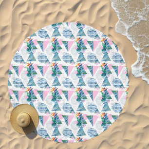 Tropical Geometric Pattern Beach Towel