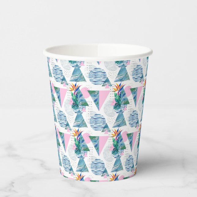 Tropical Geometric Pattern Paper Cups (Left)