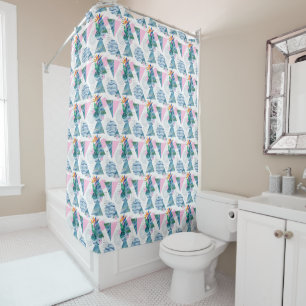 Tropical Geometric Pattern Shower Curtain