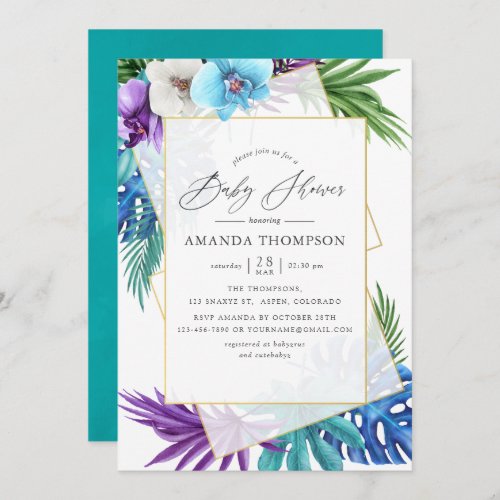 Tropical Geometric Wedding Baby Shower Invitation