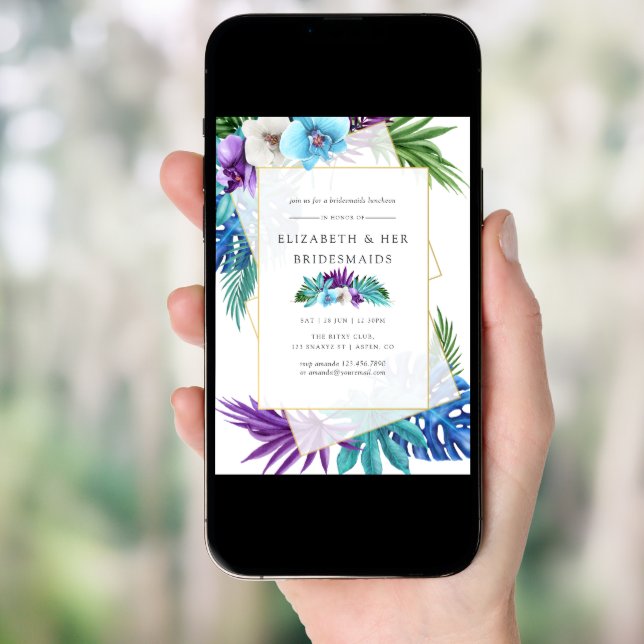Tropical Geometric Wedding Bridesmaids Luncheon Invitation (Front Digital)